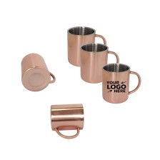 10oz SS Cup Copper Plating Exterior Coffee Mug Double Wall